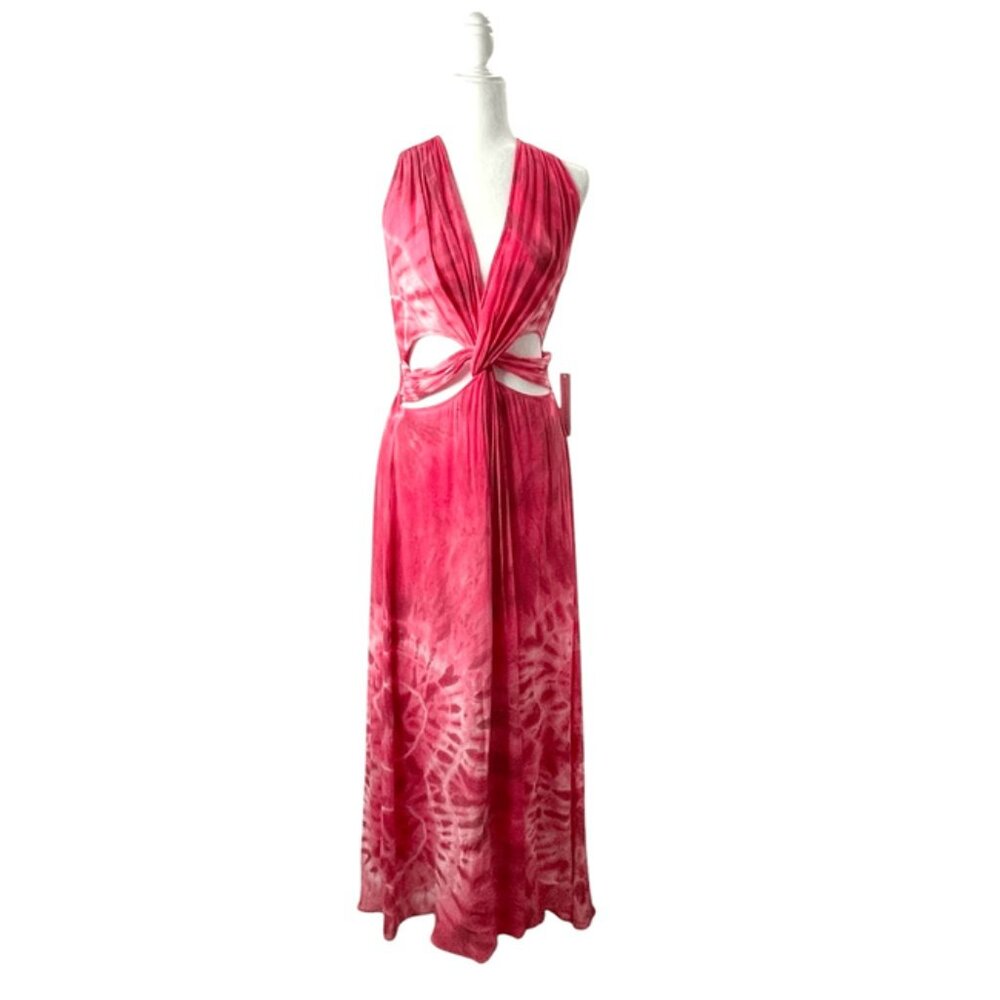 Young Fabulous & Broke Cut Out Twist Maxi Dress - Red Tie Dye - Size XS
